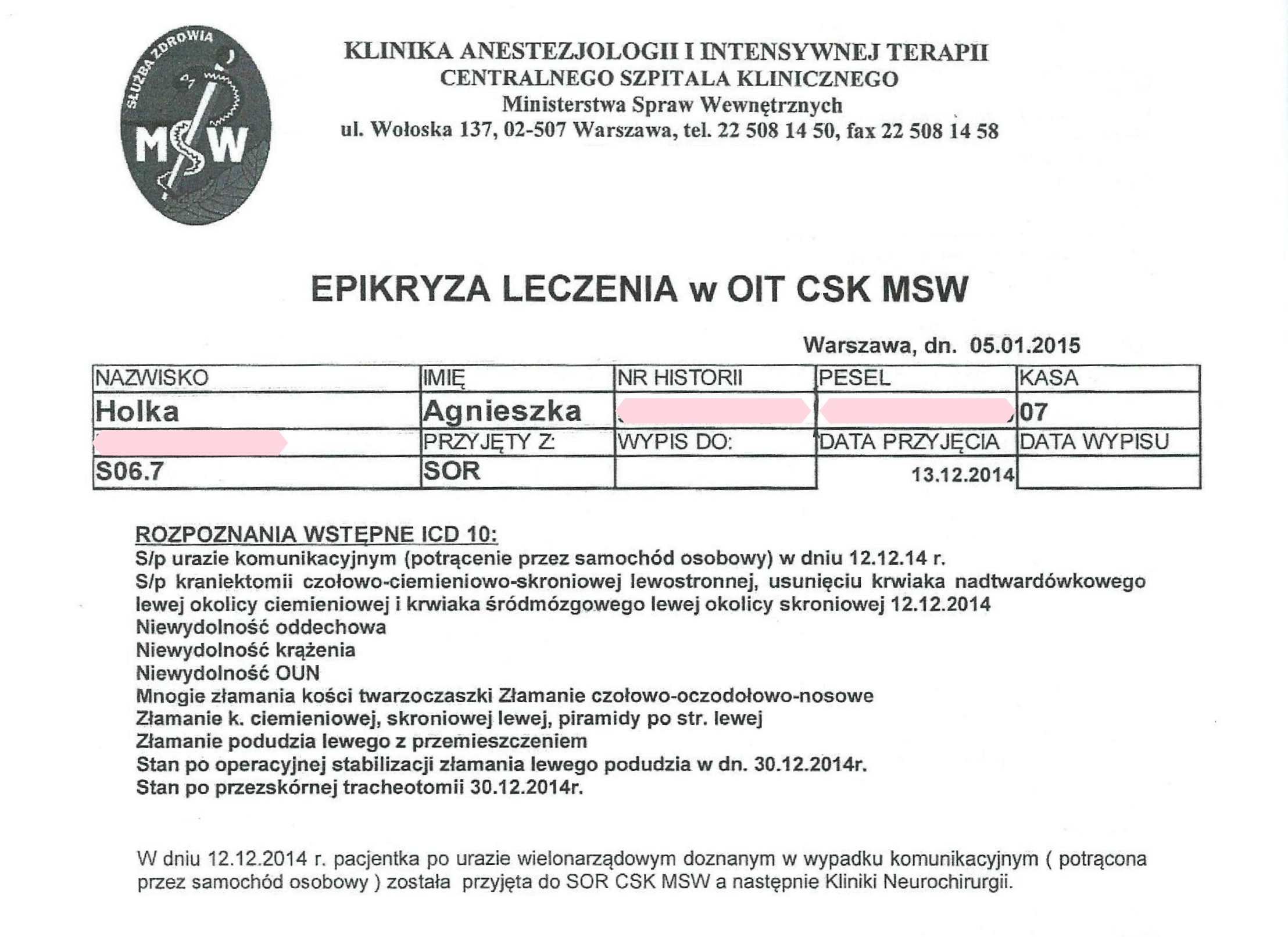 Epikryza leczenia